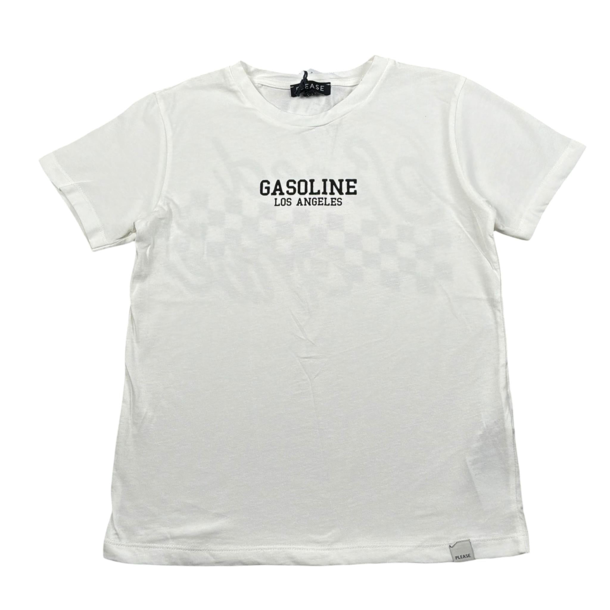 Please T-Shirt Girocollo Tinta Unita con Stampa per Bambino MBF2030B72X BIANCO PLEASE 