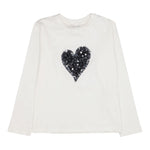 LU LU BY MISS GRANT shirt girocollo tinta unita con cuore paillettato Panna per Bambina LL3357 PANNA LU LU BY MISS GRANT 