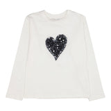 LU LU BY MISS GRANT shirt girocollo tinta unita con cuore paillettato Panna per Bambina LL3357 PANNA LU LU BY MISS GRANT 
