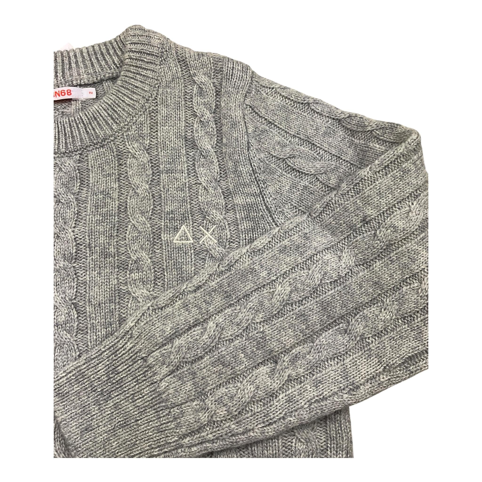 SUN68 maglia girocollo tinta unita con logo Grigio per Neonato K44355NX GRIGIO SUN68 