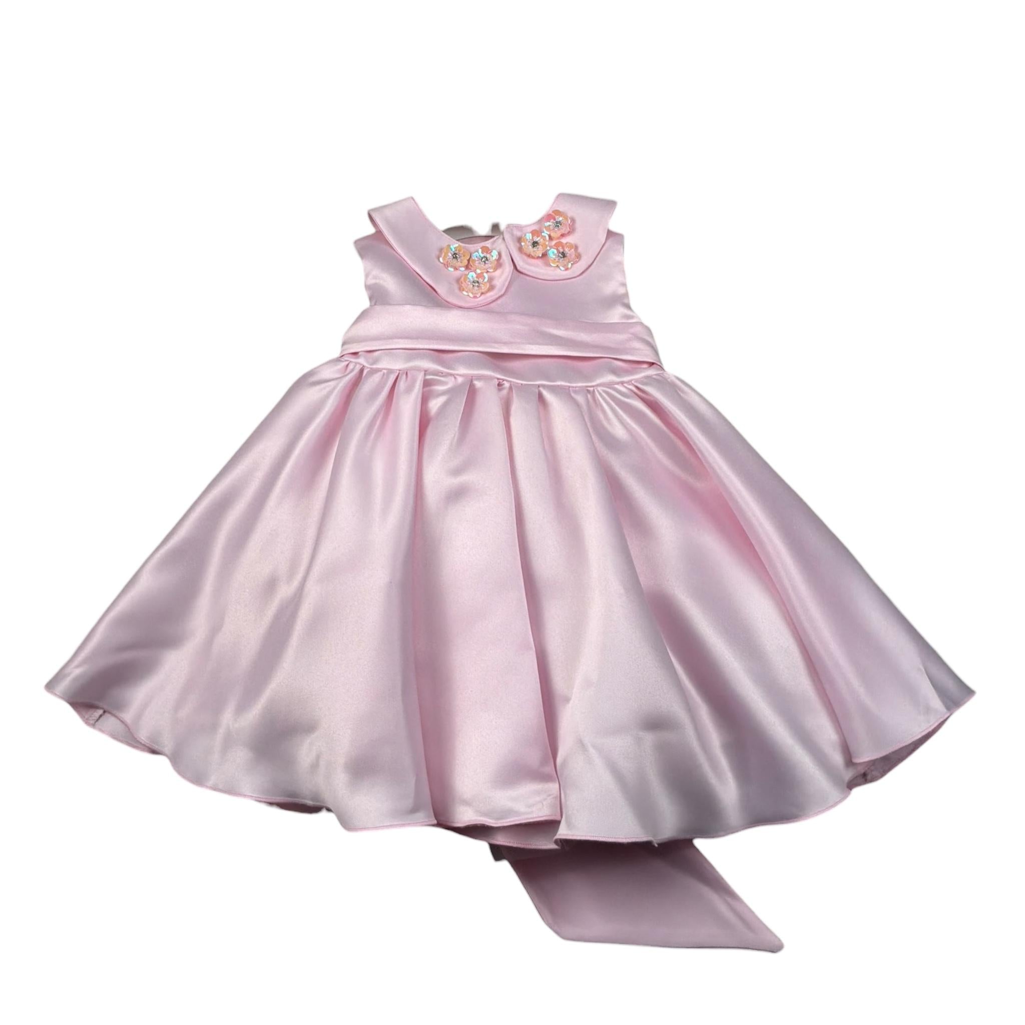 A' La Page Abito Mezza Manica Tinta Unita con Fiocco E Colletto per Neonata ANGELITE ROSA A' LA PAGE 