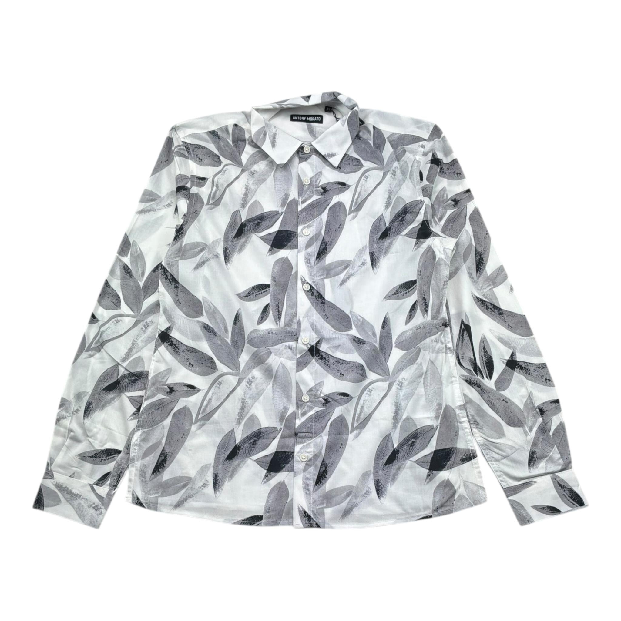 Antony Morato Camicia Tinta Unita con Fantasia Manica Lunga per Bambino MKSL00262X BIANCO/NERO ANTONY MORATO 