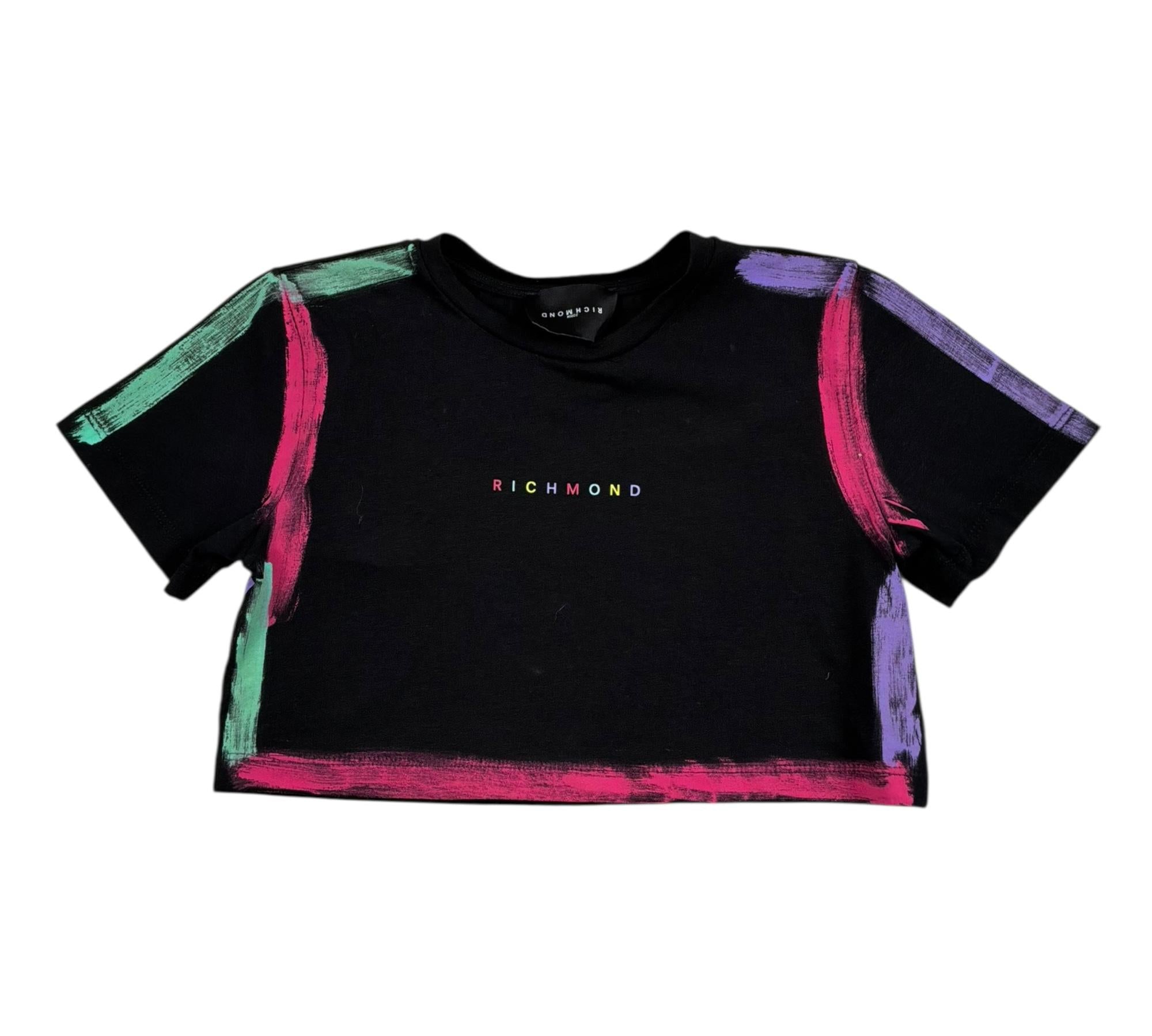 John Richmond T-Shirt Girocollo Tinta Unita con Logo per Bambina RGP26157TS NERO JOHN RICHMOND 