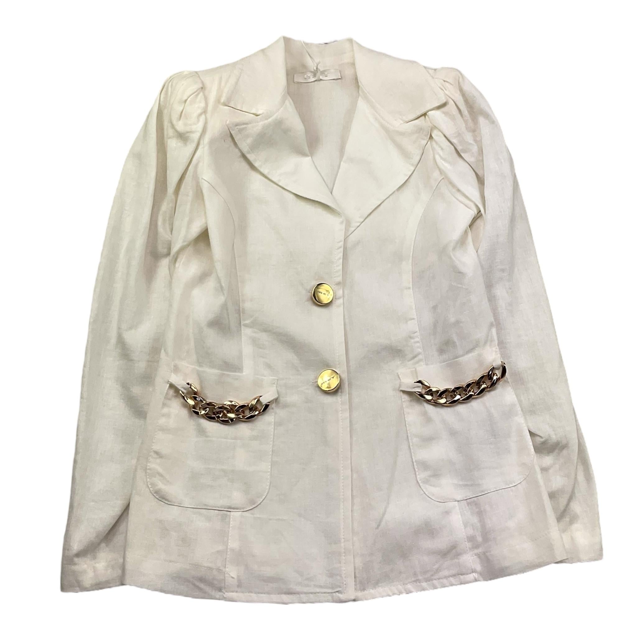 Met Giacca Tinta Unita con Applicazioni per Bambina ME169 BIANCO MET 