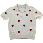 Saint Barth Polo Mezza Manica Tinta Unita con Ricami Cuori per Bambina EVONNE PANNA SAINT BARTH 