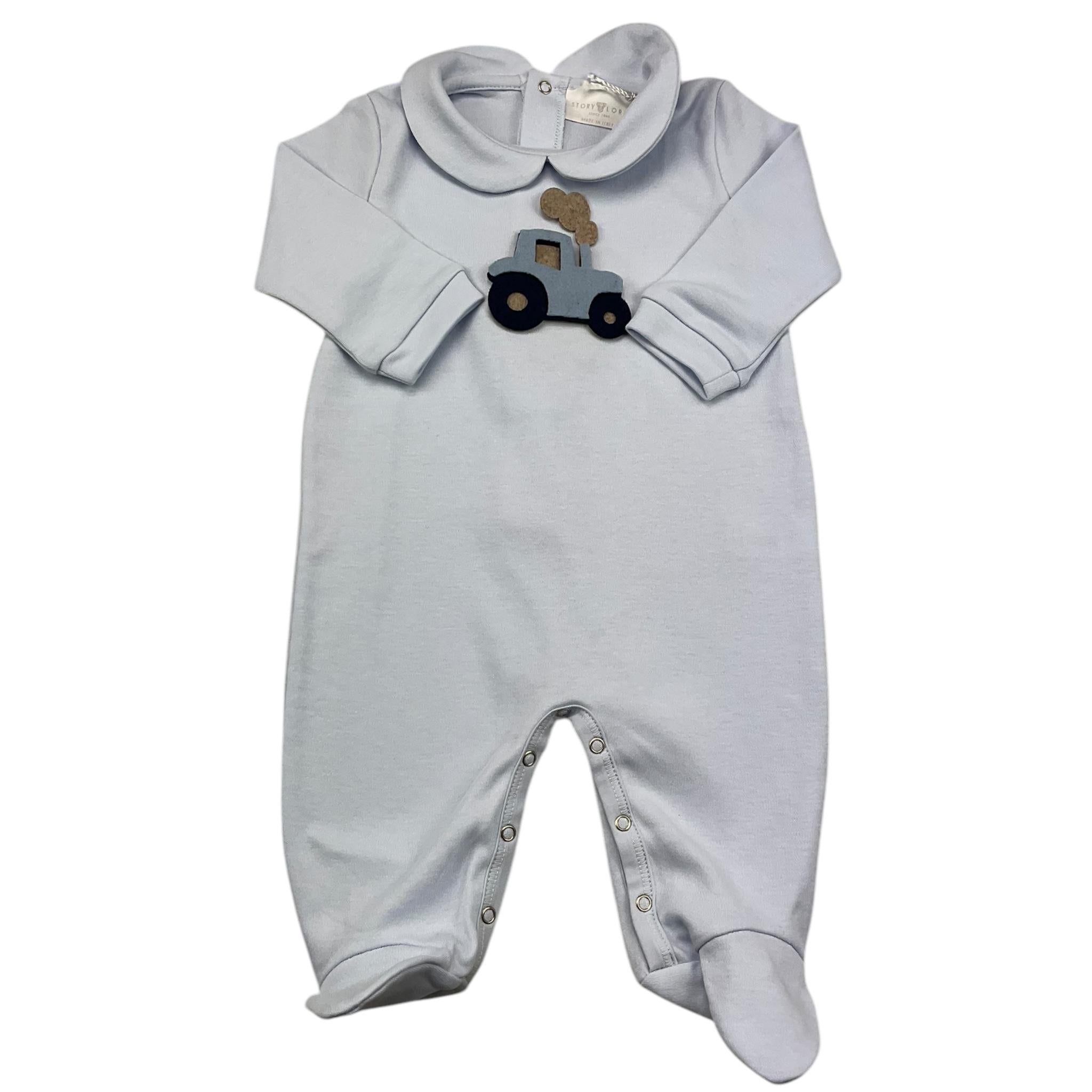 STORY LORIS tutina manica lunga tinta unita con macchina Azzurro per Neonato SL11789 AZZURRO STORY LORIS 