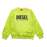 Diesel Felpa Girocollo Tinta Unita Con Stampa Giallo Fluo Per Bambino