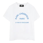 Karl Lagerfeld T-Shirt Girocollo Tinta Unita con Logo per Bambino Z30439J BIANCO KARL LAGERFELD 