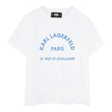 Karl Lagerfeld T-Shirt Girocollo Tinta Unita con Logo per Bambino Z30439J BIANCO KARL LAGERFELD 