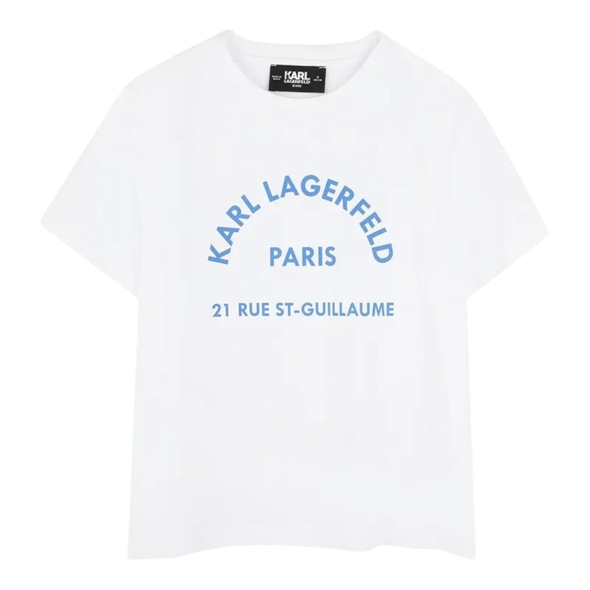 Karl Lagerfeld T-Shirt Girocollo Tinta Unita con Logo per Bambino Z30439J BIANCO KARL LAGERFELD 
