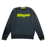 Blauer Felpa Girocollo Tinta Unita Con Stampa Logo Nero Per Bambino