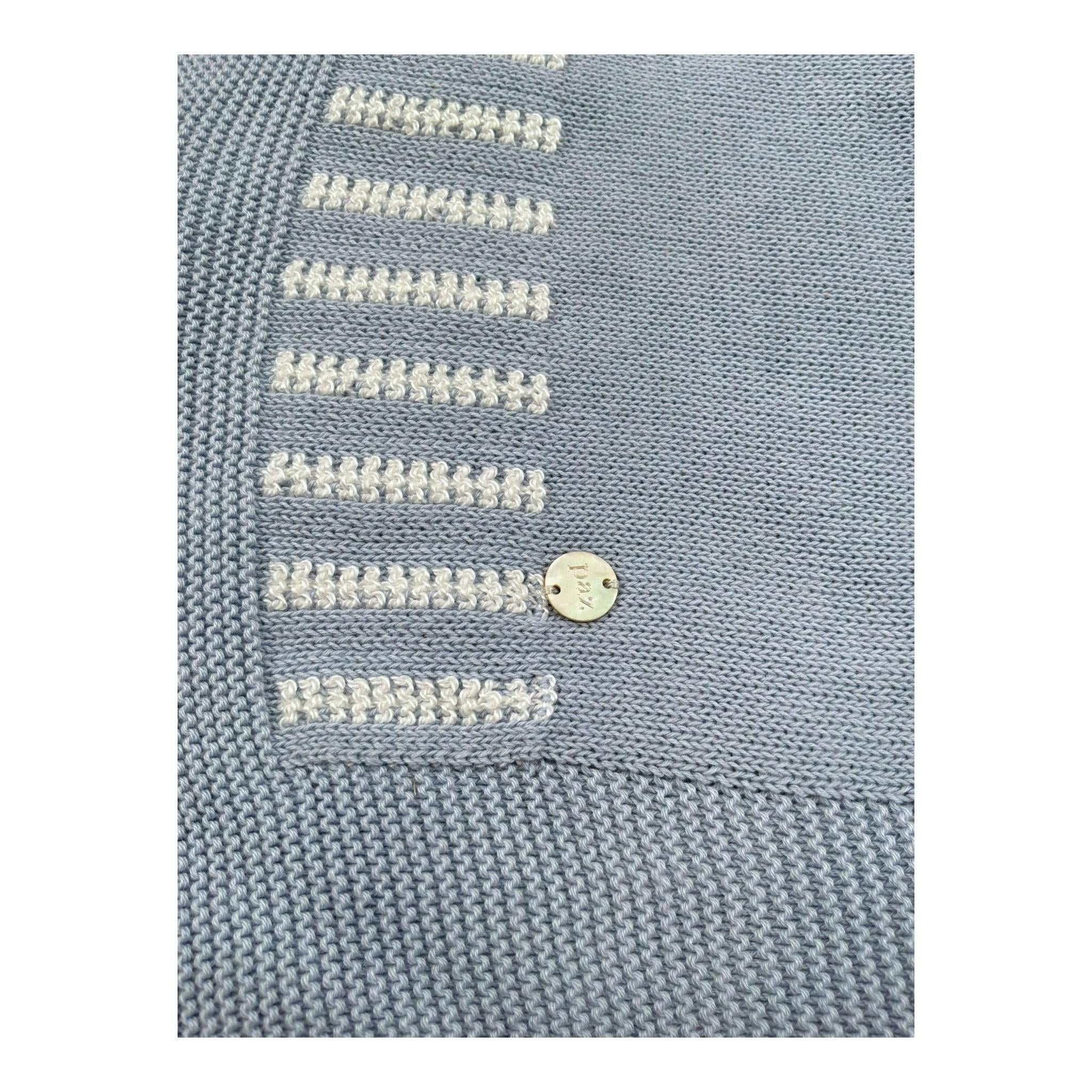 Paz Rodriguez Coperta Tinta Unita con Ricami per Neonato 03142246 AZZURRO PAZ RODRIGUEZ 