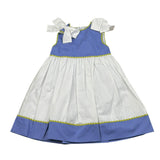 Ilfarobimbi Abito tinta unita Giromanica con Fiocchi Bianco/Blu per Bambina IFB50585XJ BIANCO/BLU ILFAROBIMBI 