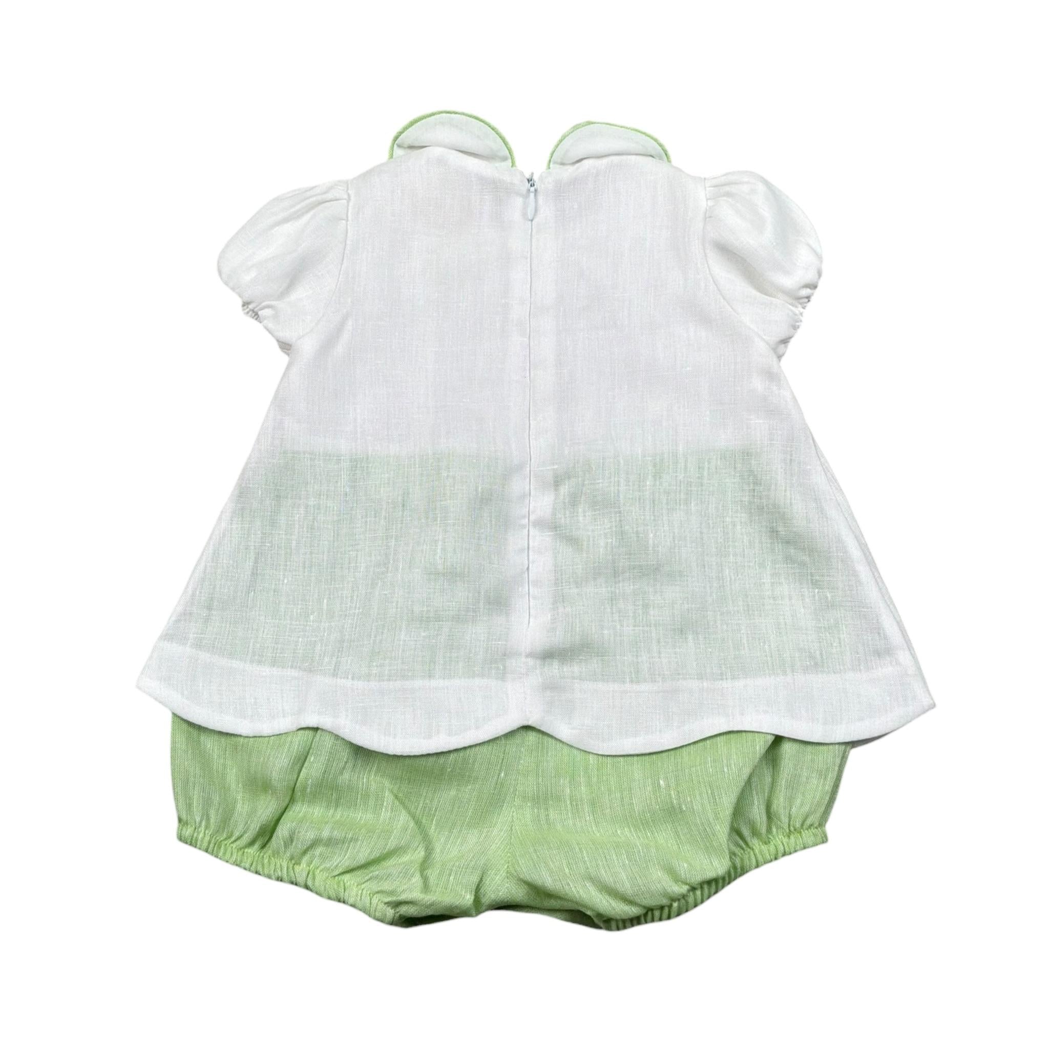 Bimbalo' Pagliaccetto Bicolore con Colletto per Neonata 7568 BIANCO/VERDE BIMBALO' 