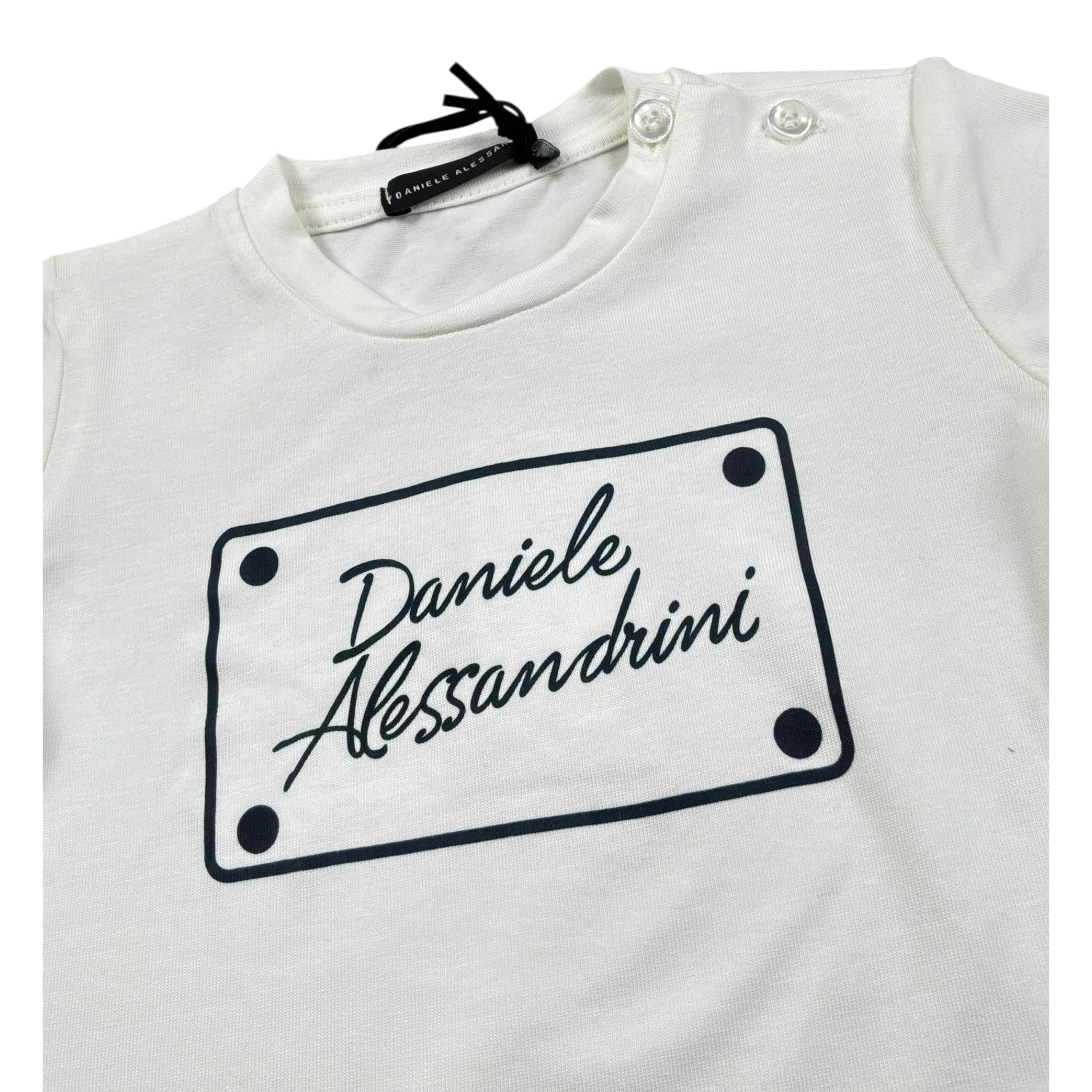 Daniele Alessandrini T-Shirt Girocollo Tinta Unita con Stampa per Neonato 1296M00179X BIANCO DANIELE ALESSANDRINI 