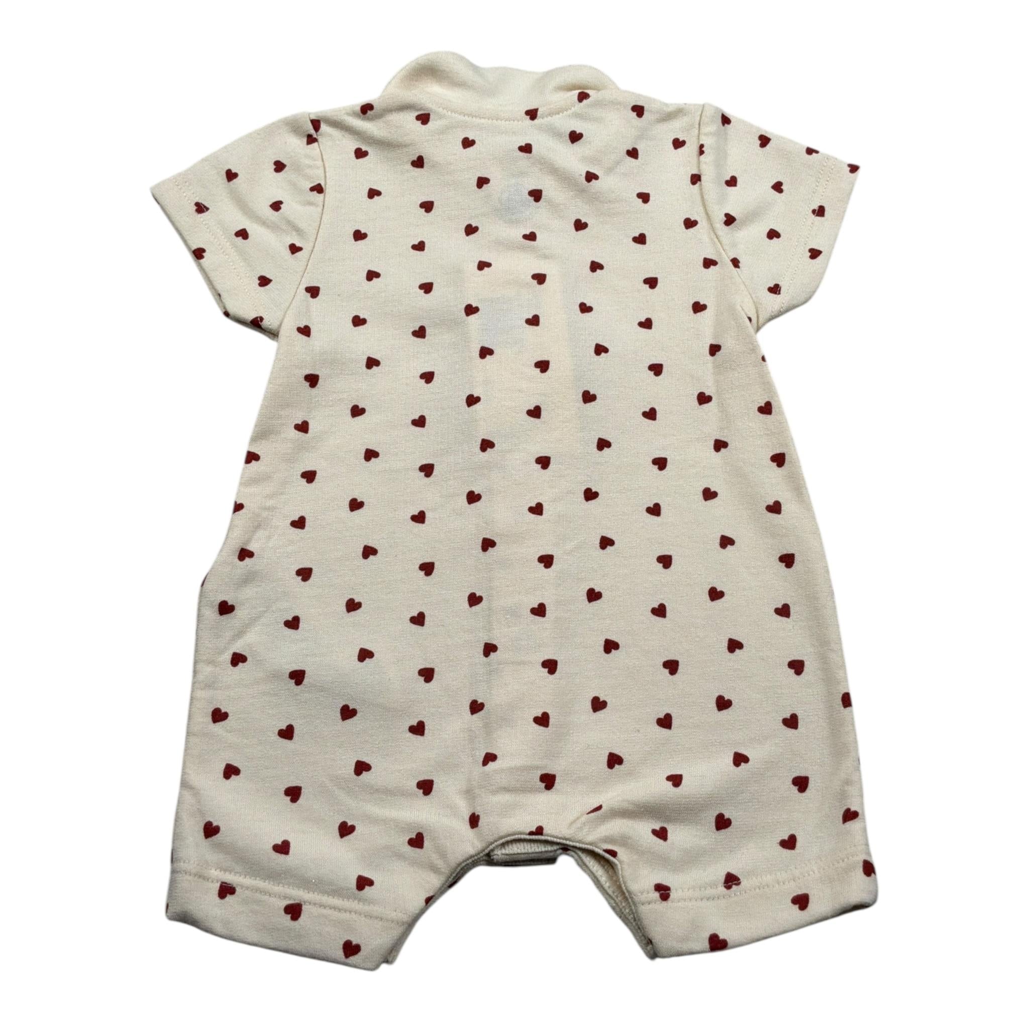 Petit Bateau Pagliaccetto Mezza Manica tinta unita Fantasia Cuori Beige per Neonata A09MW01420 BEIGE PETIT BATEAU 