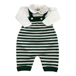 LITTLE BEAR completo 3pz body-salopettes-cardigan Verde per Neonato 5024 VERDE LITTLE BEAR 