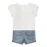 Levi'S Completo 2 Pezzi T-Shirt-Short In Denim per Neonata 1EH076 BIANCO LEVI'S 