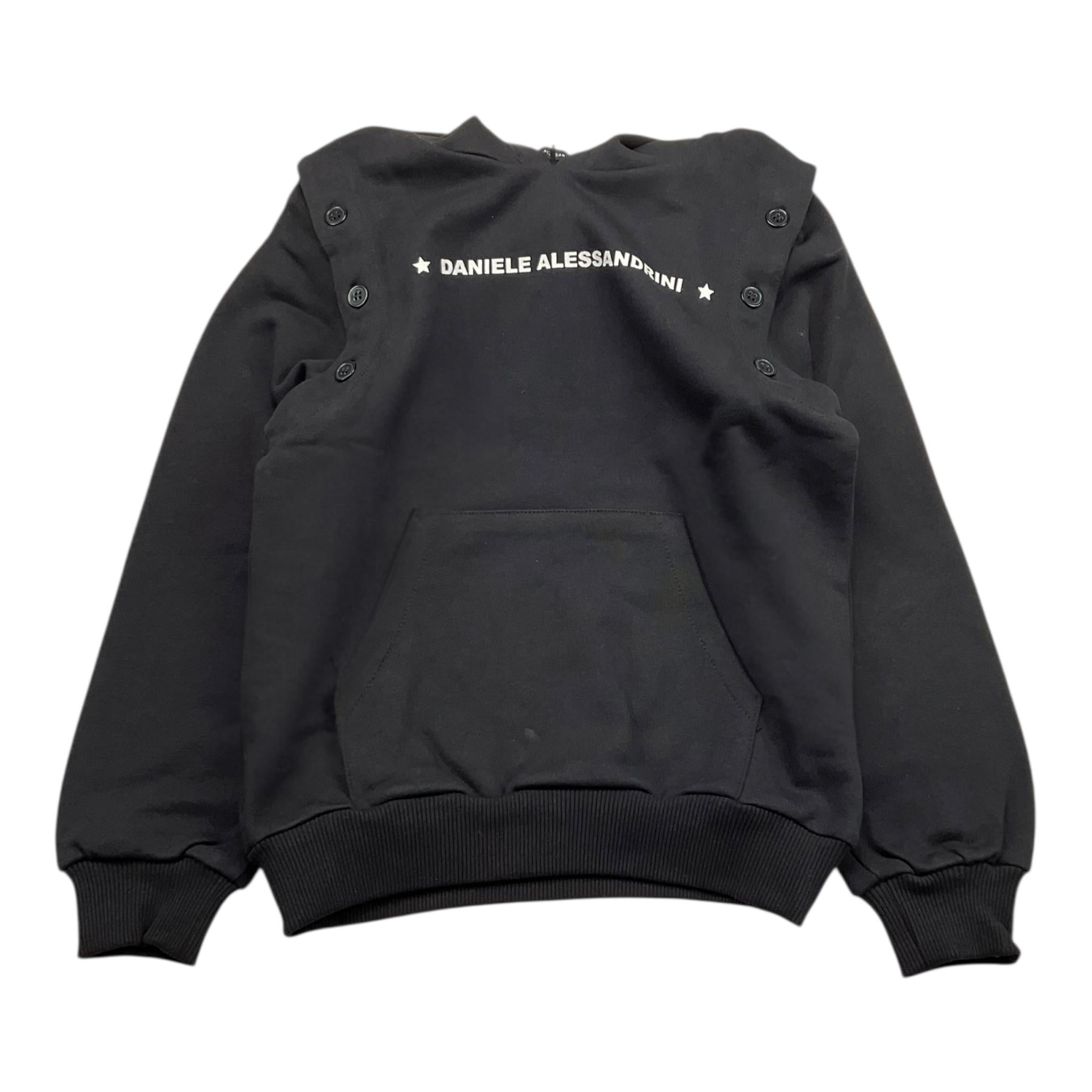 DANIELE ALESSANDRINI felpa tinta unita con cappuccio e stampa Nero per Bambino 1231F00034X NERO DANIELE ALESSANDRINI 