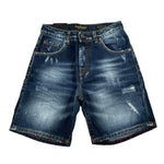Patriot Bermuda In Denim Tinta Unita con Strappi per Bambino PBC1409 BLU PATRIOT 