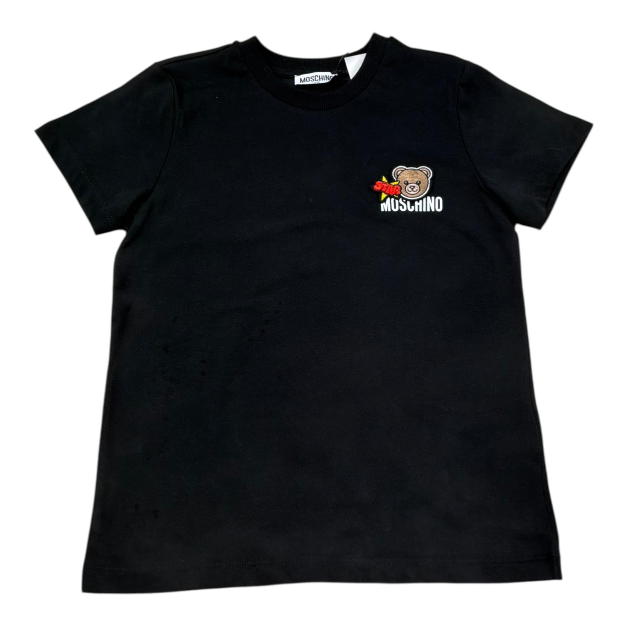 Moschino T-Shirt Girocollo Tinta Unita con Stampa per Bambina HTM058 NERO MOSCHINO 