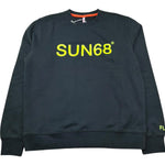 Sun68 Felpa Chiusa Girocollo Tinta Unita con Logo per Bambino F31310 NERO SUN68 