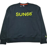 Sun68 Felpa Chiusa Girocollo Tinta Unita con Logo per Bambino F31310 NERO SUN68 