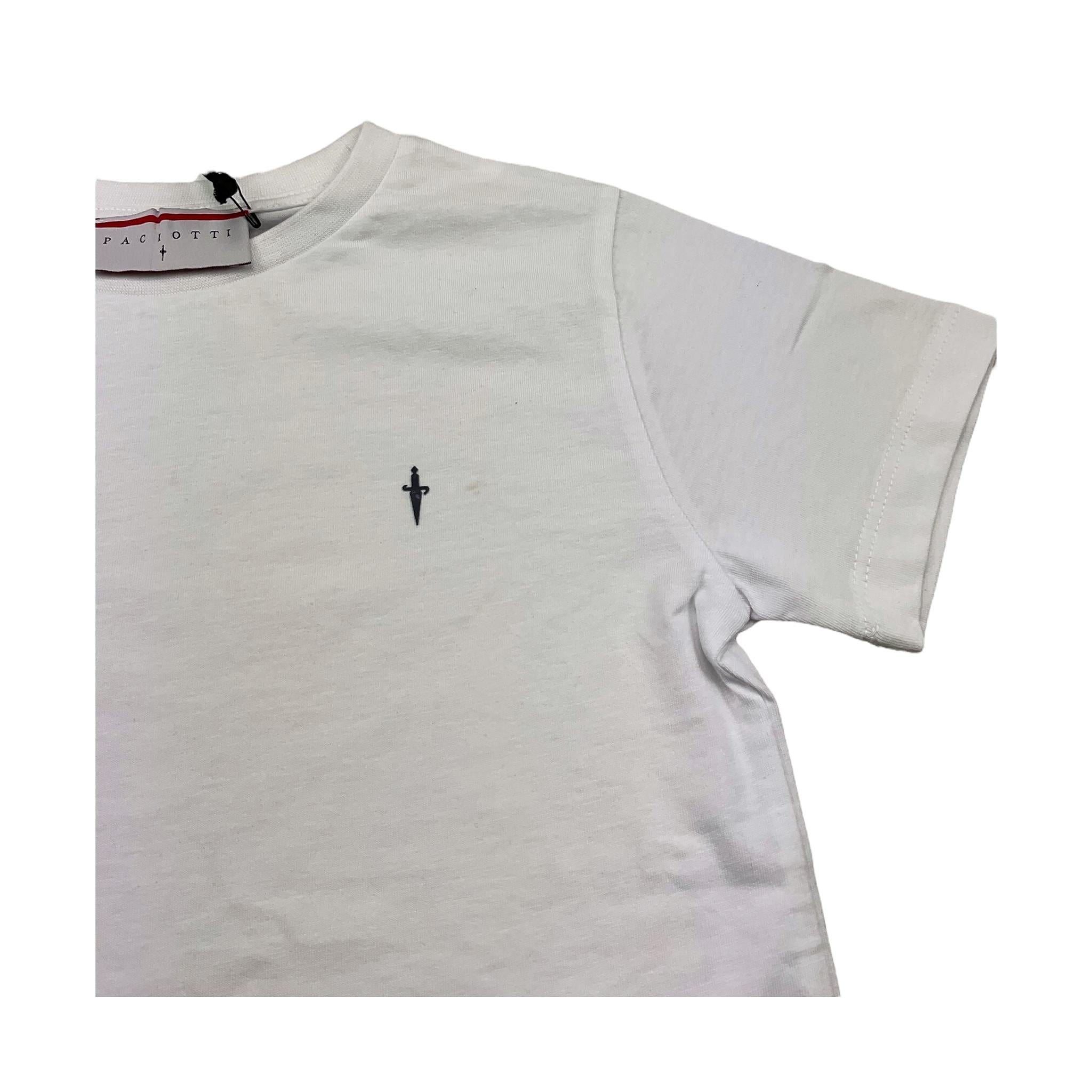 Cesare Paciotti T-Shirt Girocollo Tinta Unita con Stampa per Bambino TSP5155BB BIANCO CESARE PACIOTTI 