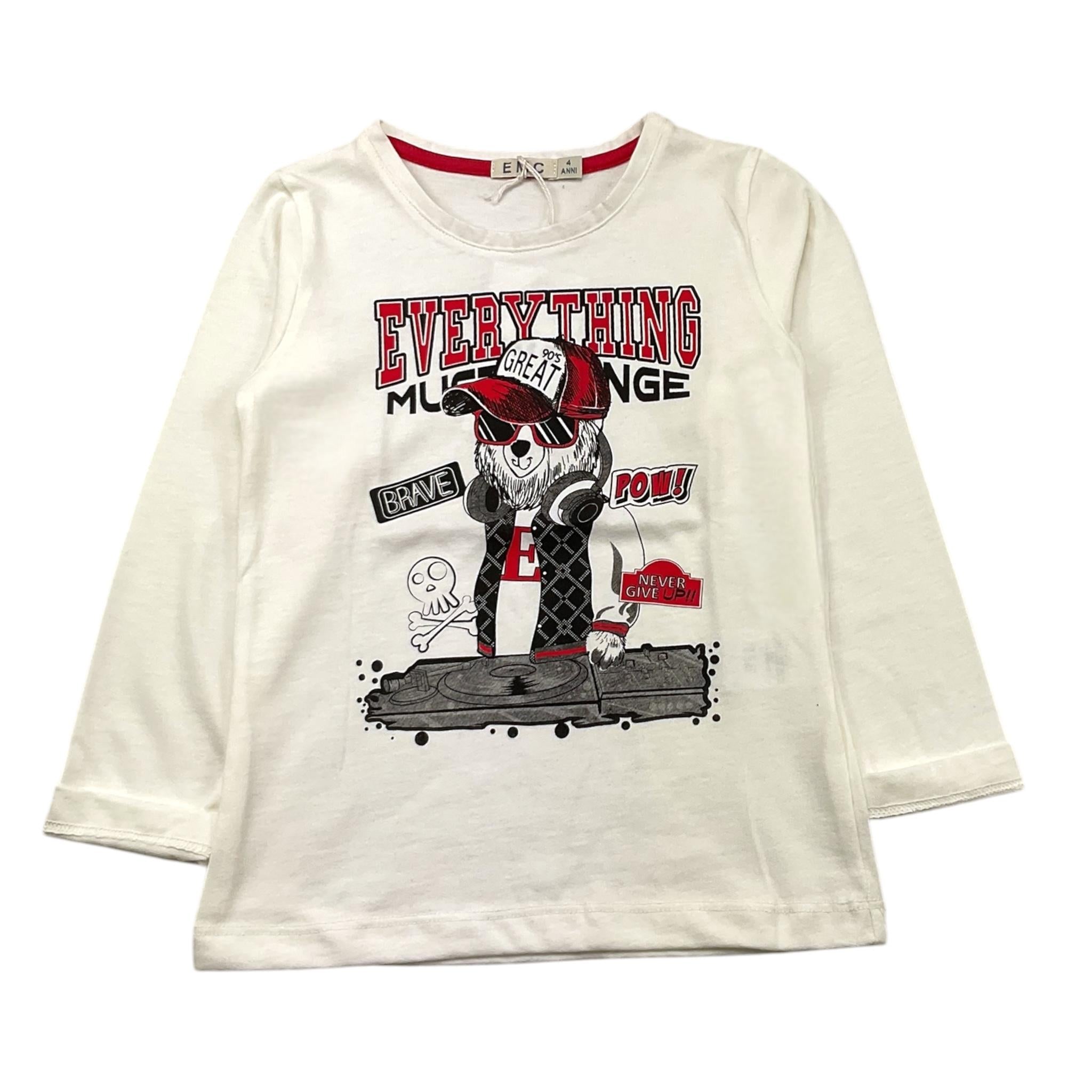 EMC shirt girocollo tinta unita con stampa in contrasto Panna per Bambino BX1873 PANNA EMC 