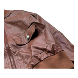 Trussardi Giubbino In Ecopelle Tinta Unita con Zip per Bambino TBP26123GB MARRONE TRUSSARDI 