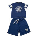 Please Completo Tinta Unita T-Shirt-Bermuda Blu Per Neonato
