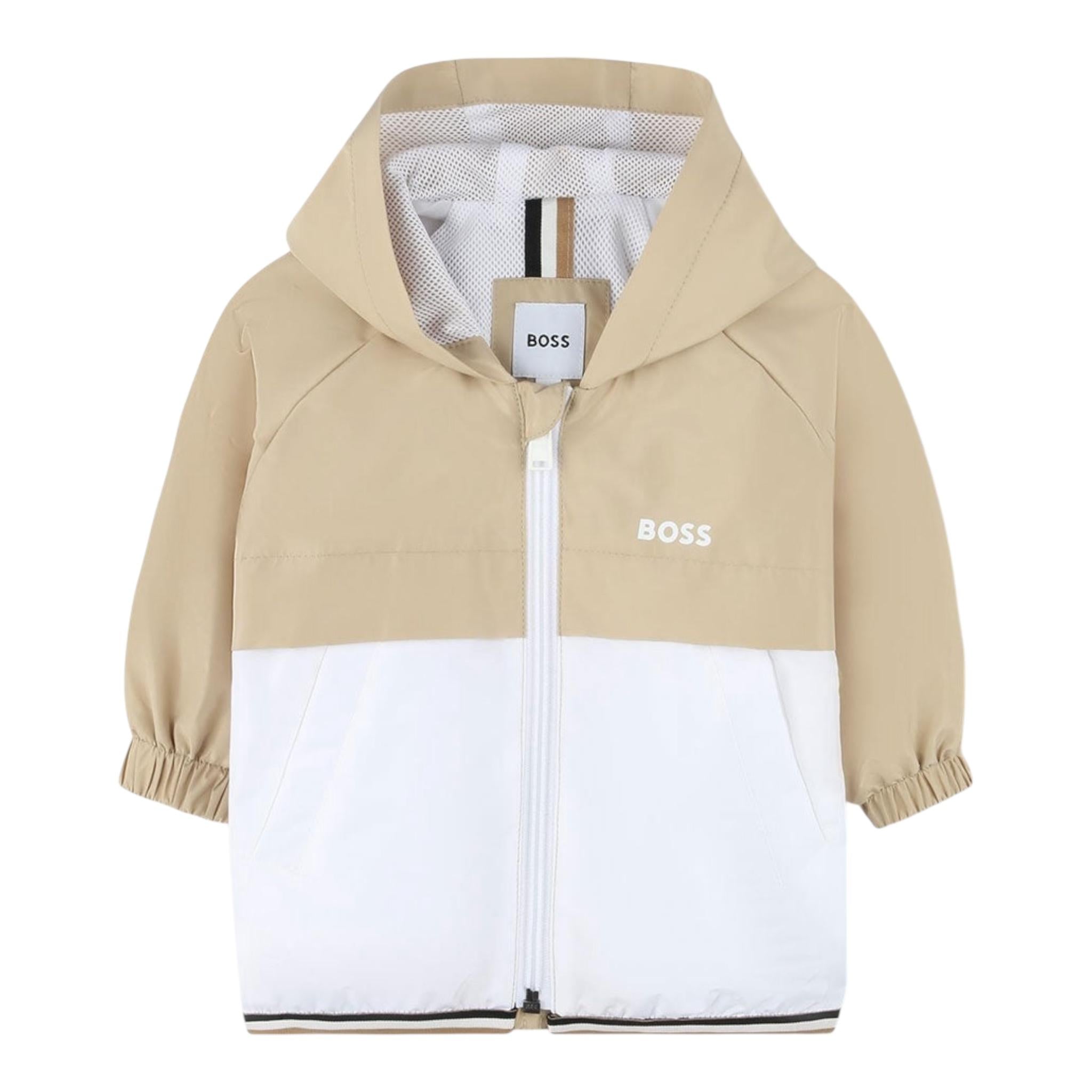 Boss Giubbino Bicolore con Zip E Cappuccio per Bambino J52122 BIANCO/BEIGE BOSS 