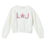 LIU JO maglia girocollo tinta unita con stampa logo Panna per Bambina KF41266 PANNA LIU JO 
