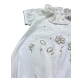 Le Bebe Pagliaccetto Mezza Manica Tinta Unita con Ricami per Neonata LBG6306 BIANCO LE BEBE 