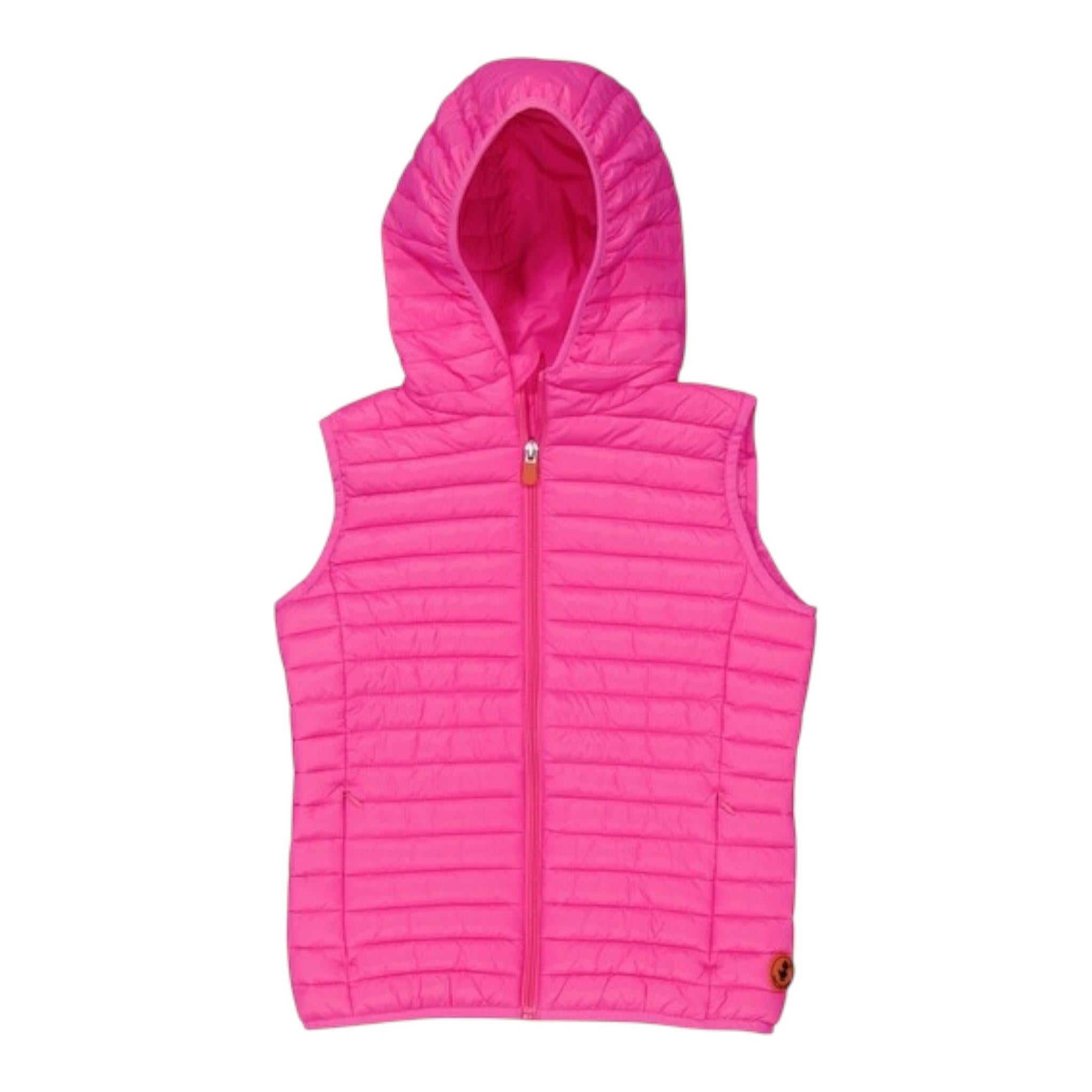 Save The Duck Giubbino Tinta Unita Modello Smanicato con Zip per Bambina J80649XF ROSA FLUO SAVE THE DUCK 