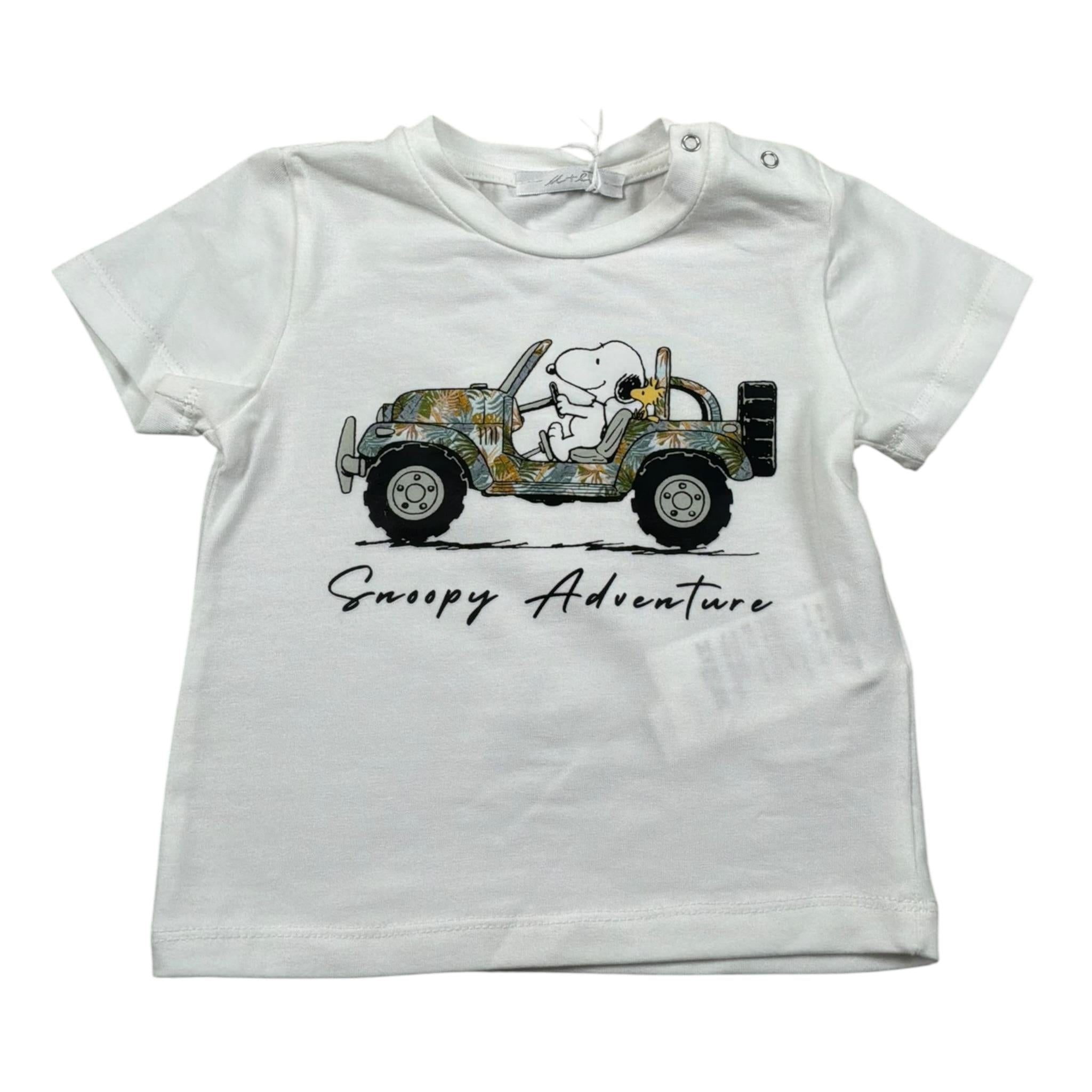 M+E' T-Shirt Girocollo Tinta Unita con Stampa per Neonato UEM0340 BIANCO M+E' 