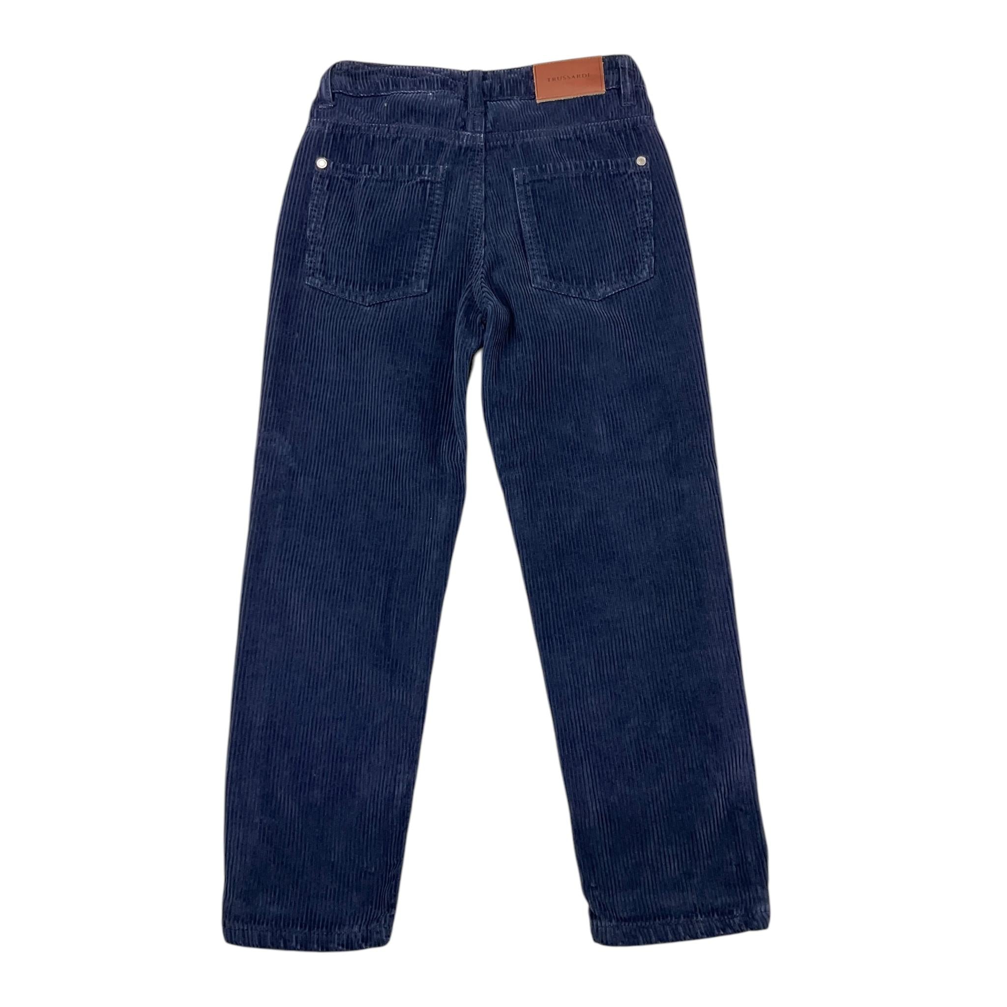 TRUSSARDI pantalone in camoscio tinta unita con girovita regolabile Blu per Bambino TBA25025PA BLU TRUSSARDI 
