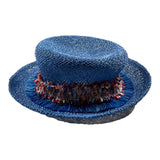 Piccola Ludo Cappello Modello Pescatore Con Frange Azzurro Per Bambina