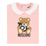 Moschino Pagliaccetto Tinta Unita con Stampa per Neonata MUT049 ROSA MOSCHINO 