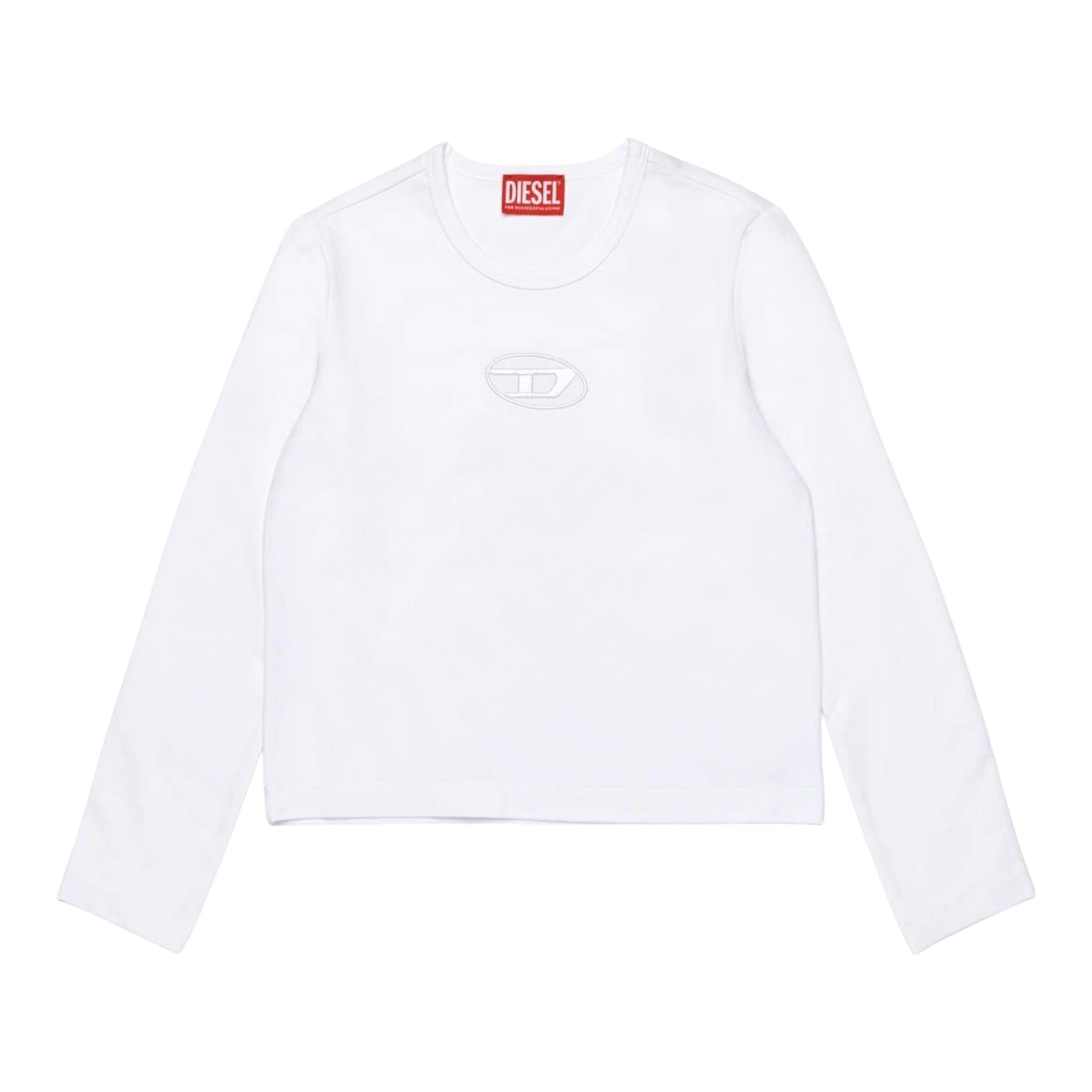 Diesel Shirt Girocollo Tinta Unita con Logo per Bambina J02038 BIANCO DIESEL 
