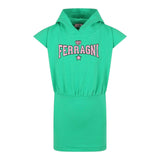 Chiara Ferragni Abito Tinta Unita Con Cappuccio E Stampa Logo Verde Per Neonata