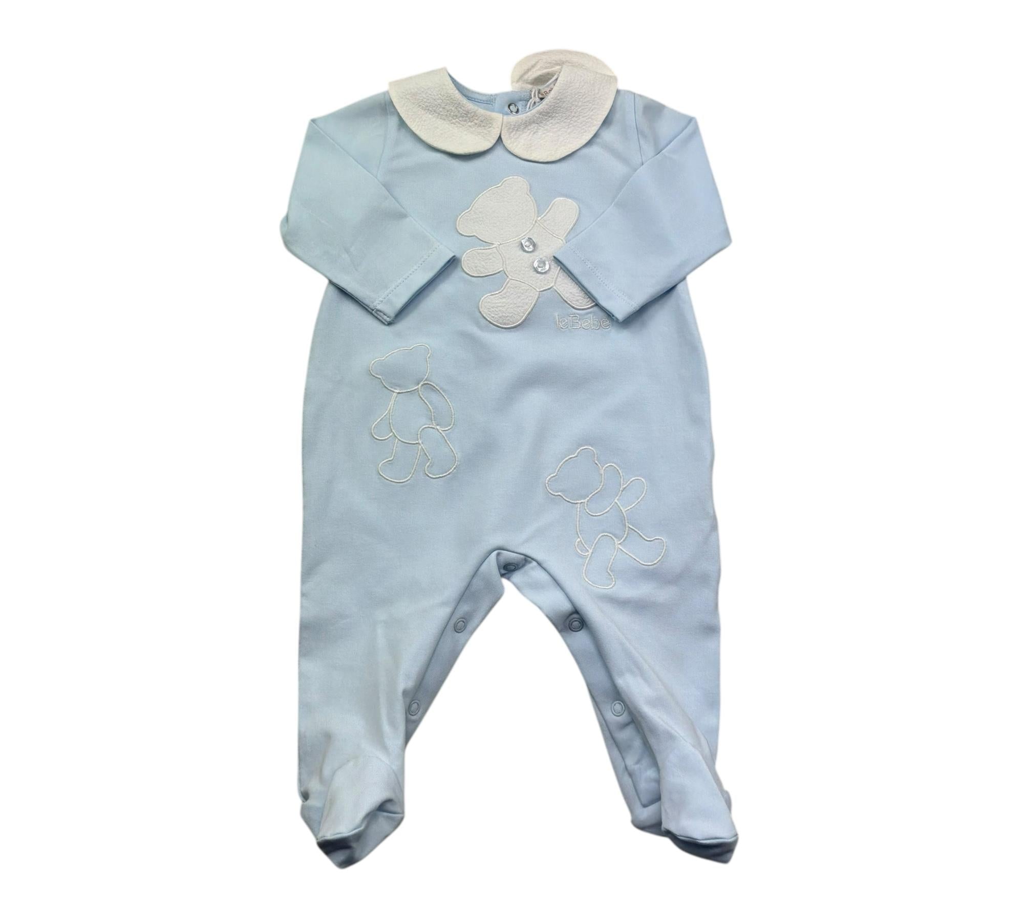 Le Bebe Tutina Manica Lunga Tinta Unita per Neonato LBB5294 AZZURRO LE BEBE 