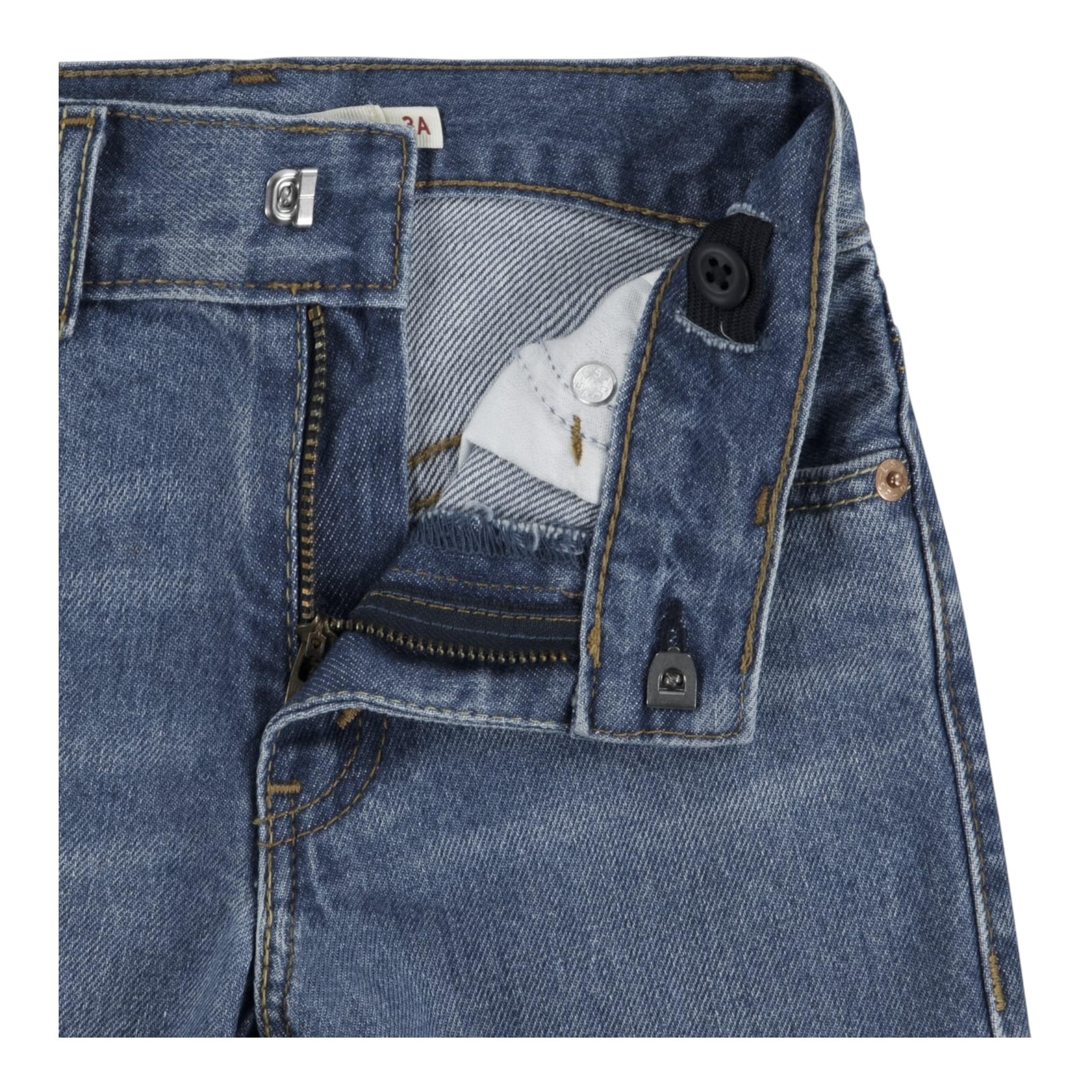 Levi'S Bermuda In Denim Tinta Unita con Girovita Regolabile per Bambino 9EK844 AZZURRO LEVI'S 