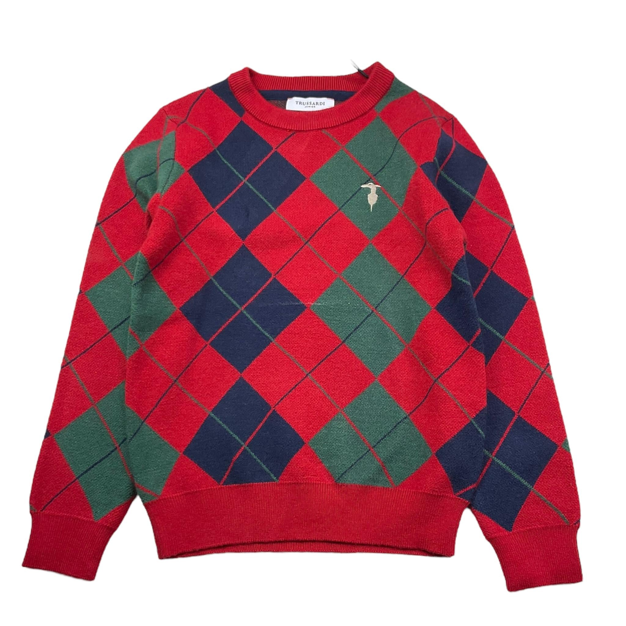 TRUSSARDI maglia tinta unita con fantasia rombi Rosso per Bambino TBA25062MA ROSSO TRUSSARDI 