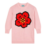 KENZO abito tinta unita in maglia con stampa Rosa per Bambina K60684 ROSA KENZO 