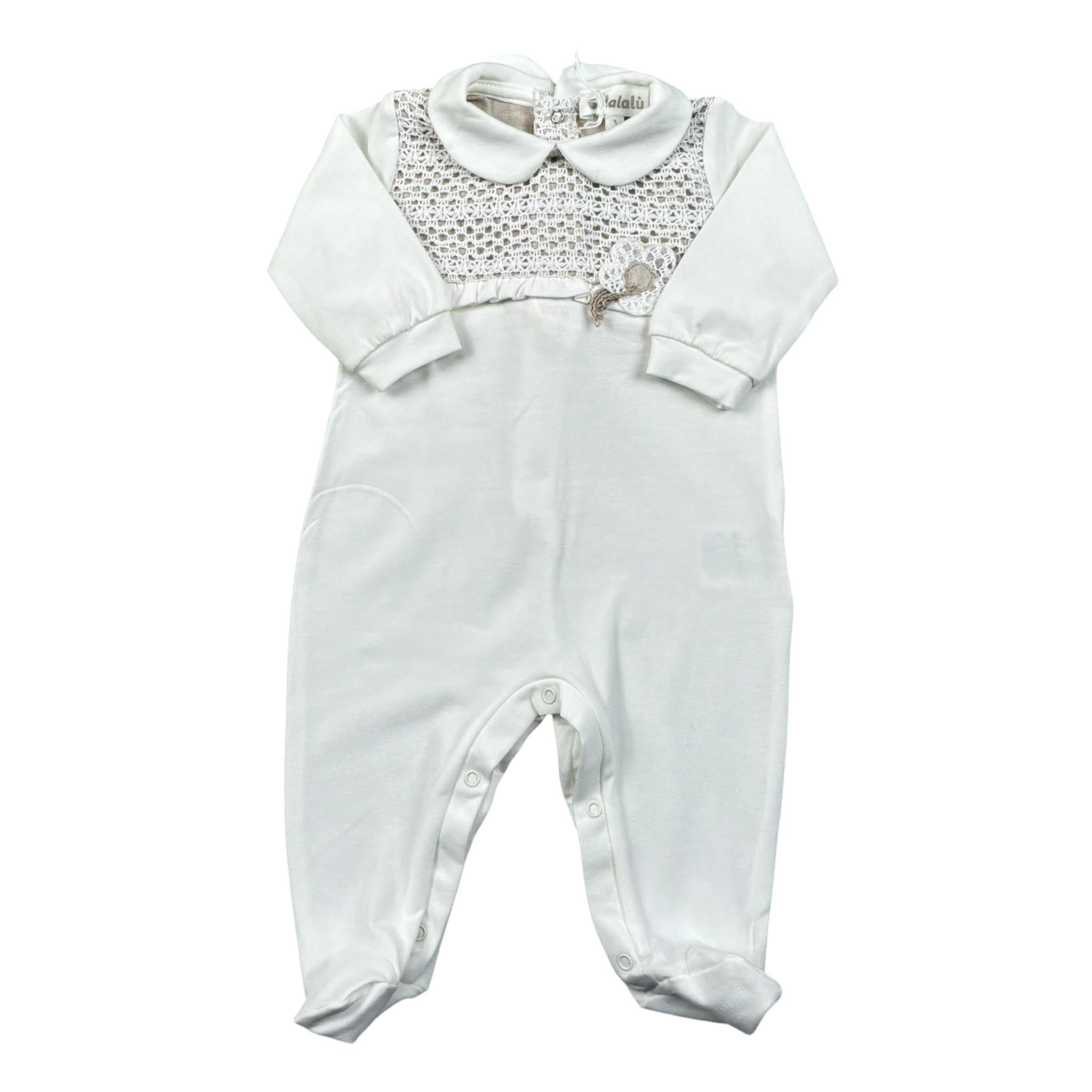 Lalalu' Tutina Tinta Unita Traforata per Neonata TJL11P BIANCO LALALU' 