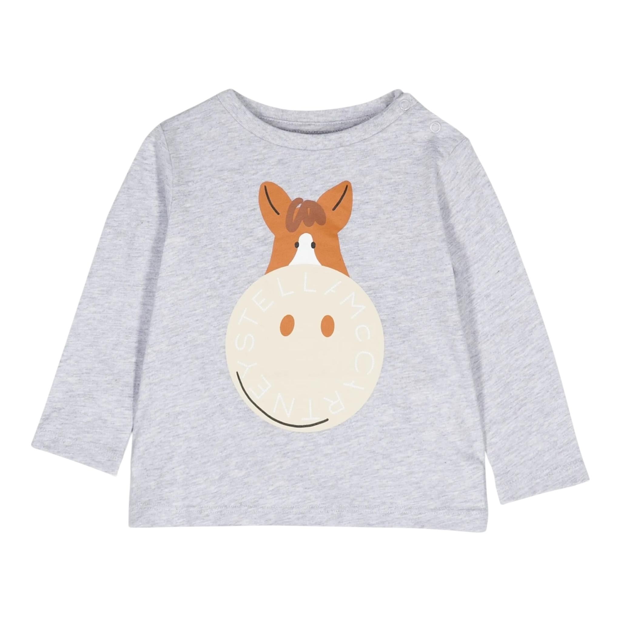 STELLA McCARTNEY shirt girocollo tinta unita con stampa in contrast Grigio per Neonato TV8580 GRIGIO STELLA McCARTNEY 