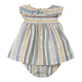 Mayoral Set Abito-Coulotte con Fantasia A Righe per Neonata 1855 BIANCO MAYORAL 