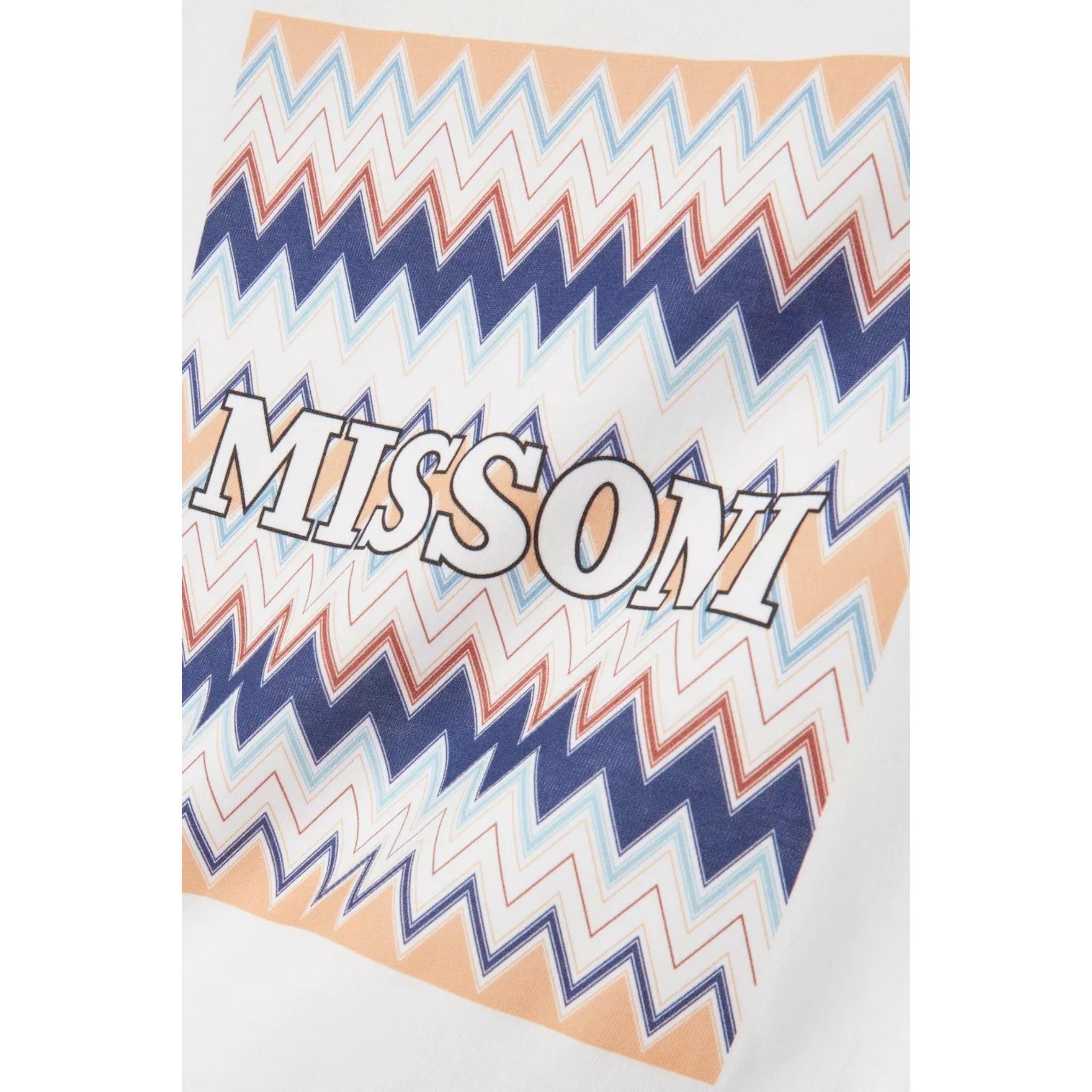 Missoni T-Shirt Girocollo Tinta Unita con Stampa per Bambino MW8Q41 BIANCO MISSONI 