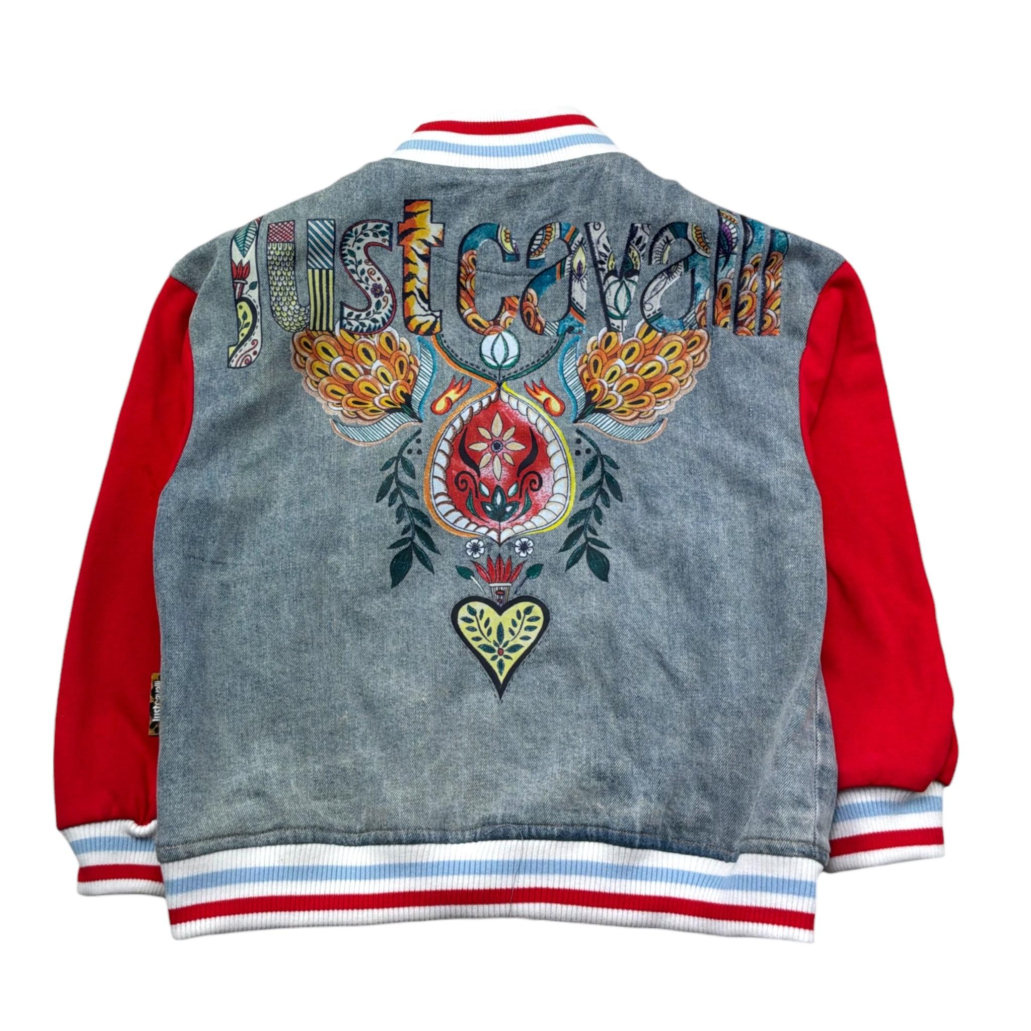 Just Cavalli Giubbino In Denim Tinta Unita con Maniche In Contrasto per Bambino JGP26105GB AZZURRO JUST CAVALLI 